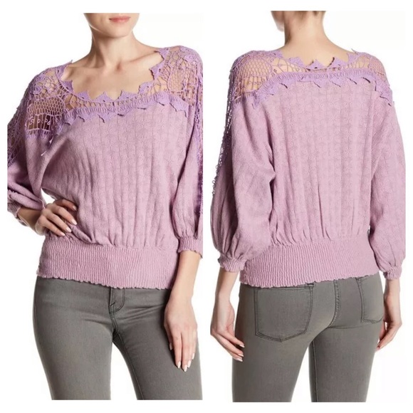 Free People Sweaters - Free People Love Lace Sweater Size Small Purple
